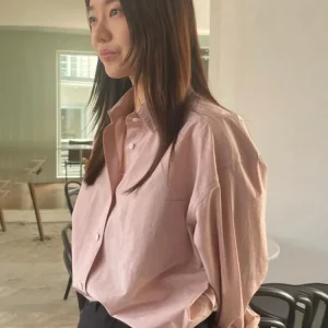 Loose Fit Long Sleeve Stand Collar Casual Shirt Women's Korean Style Summer New Fashion Artificial Cotton Blend Button up - AliExpress Shirts & Blouses