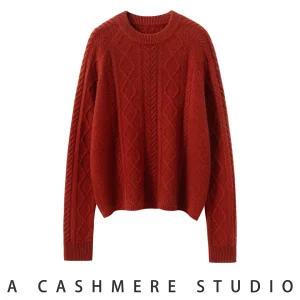 TLOML Women's 100% Cashmere Sweater O-neck Cable Knitt Pullover Autumn Winter Thicken Soft Cashmere Basic Short Style Loose Tops - AliExpress Sweaters&Jumpers
