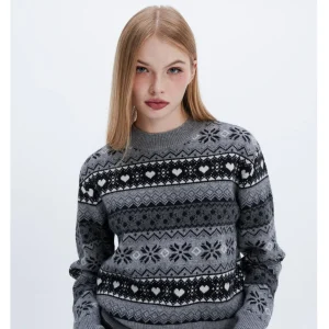 Warm Fce-Like Skin-Friendly Anti-Ball Iceland Patterned round Ne Loose Knitwear Comfortable Breathable Casual Sle Sweater - AliExpress Sweaters&Jumpers