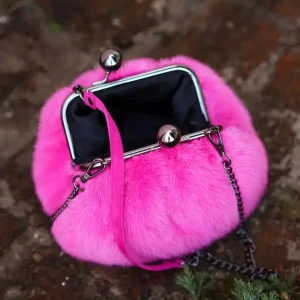 LOST IN VINTAGE Mink Soft Bag Swamp Fur Mink Bag Balls Bronze Kiss-lock Large Purse Clutch 28x20x13cm - AliExpress Women's Handbags