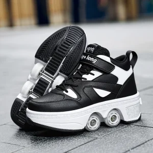 Retractable 4-Wheels Roller Skate Shoes, 2-in-1 Deformable Wheel Sneakers for Men Women, Hidden Wheels Outdoor Skating Shoes - AliExpress Sneakers