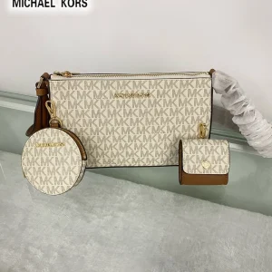 Michael Kors women's fashionable and casual high-quality three piece set MK leather women's bag crossbody shoulder bag - AliExpress Travel Bags