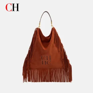 CH Vintage Western Fringe Suede Hobo Bag For Women Embossed Letter Large Tassel Shoulder Handbag Daily Travel Purse - AliExpress Women's Handbags
