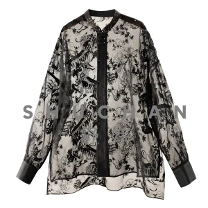Bead Embroidery Silk Eugen Yarn Shirt Blouse Women's 40G1 Blusa Tule Transparente Tops Mujer Blouses for Women Fashion 2026 - AliExpress Shirts & Blouses