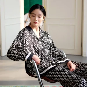 Luxury Printing 100% Mulberry Silk Women's Pajamas Long Sleeve Cardigan Home Suit Soft Pijama Set Casual Loungewear Outdoor Wear - AliExpress Women's Sleep & Lounge