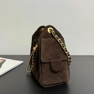 Dark Brown Suede Quilted Hobo Bag, Vintage Leather‑Woven Gold Chain Multi‑Pocket Flap Crossbody Shoulder Purse - AliExpress Women's Handbags
