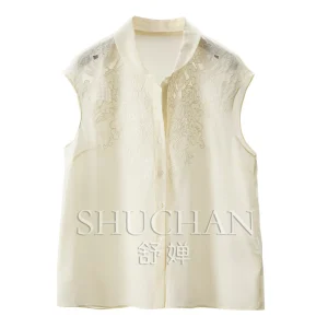 French Natural Silk Double Crepe Heavy Industry Positioning Embroidery Bag Rotator Sleeve Shirt Women Blouse - AliExpress Shirts & Blouses