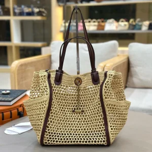 Summer 2026 Large Tote Straw Woven Handbag with Leather Accessories Single Shoulder Hollow Weaving Vacation Style Bag - AliExpress Women's Handbags