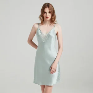 Premium 100% Mulberry Silk Chemise, V-neck Lace Slip Nightgown, Soft & Comfortable Sensual Loungewear - AliExpress Women's Sleep & Lounge