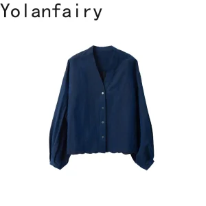 YOLANFAIRY Luxury 100% Mulberry Silk Shirt for Women Crack Texture Gambiered Silk Coat Embroidery Wavy Hem Long Sleeve Jacket - AliExpress Shirts & Blouses