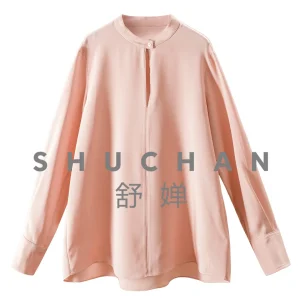 Light Luxury blouse Commuting Four Seasons Rigid Demand natural Silk Heavy Crepe Stand-up Collar Shirt Women's 19L2 - AliExpress Shirts & Blouses