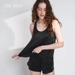 Women's 19 Momme 100% Mulberry Silk Sleeveless Pajama Sets New Summer Vest and Short Camisole Set Nightwear Luxury Loungewear PJ - AliExpress Women's Sleep & Lounge