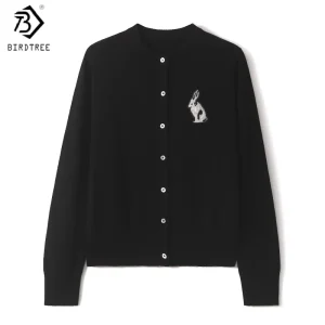 Birdtree,90% Sheep Wool 10% Cashmere Knitted Cardigan,Woman O-neck Single Breasted Sweater,2025 Autumn/Winter Coat,BlackT5O032JF - AliExpress Sweaters&Jumpers