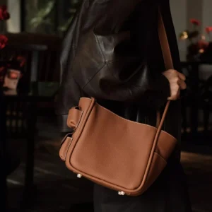 Brown Fashion Genuine Leather Women Tote Bucket BagHandbag Real Leather Shoulder Crossbody Bag Commuter Bag New - AliExpress Women's Handbags