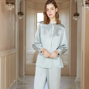 Heavyweight Silk Pajamas Set Women Spring Long Sleeve Pants Vintage Pijama Floral Lace Trim 100% Mulberry Silk Loungewear Pajama - AliExpress Women's Sleep & Lounge