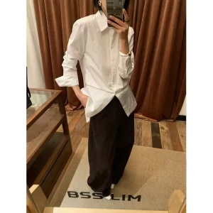 Early Spring Waist-cinching Design Back Tie Long-Sleeved Cotton Shirt Top for Women - AliExpress Shirts & Blouses
