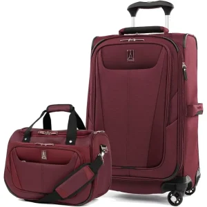 Expandable 2-Piece Carry-On Luggage Set with 4 Spinner Wheels and Underseat Tote, Lightweight Suitcase for Men & Women, Burgundy - AliExpress Luggage