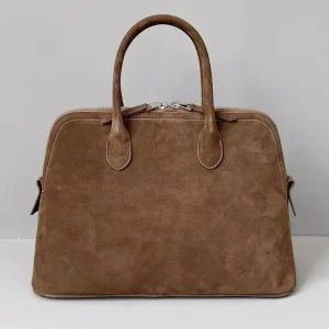 New Office Ladies Vintage Design Shell Bag Suede Cowskin Tote Handbag Zipper Autumn Genuine Leather Women Single Shoulder Bag - AliExpress Women's Handbags