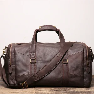 Nesitu Highend Large Vintage Coffee Brown Genuine Leather Business Trip Women Men Travel Bag Handbag Male Gym Duffle M1219 - AliExpress Travel Bags