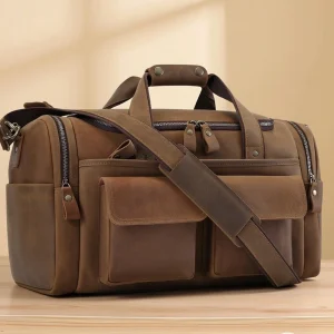 Classic Genuine Leather Duffle Bag Large Capacity Vintage Travel Weekend Overnight Gym Sports Duffel for Men Women - AliExpress Travel Bags