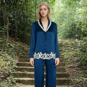 AYUNSUE 19Mm 100% Mulberry Silk Sleepwear Women Clothes Casual Pants Long Sleeve Tops Spring Summer Pajama Sets Two-piece Set - AliExpress Women's Sleep & Lounge