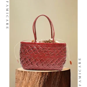 Vintage Luxury Lady Woven Shoulder Bag Chic 2026 New Women Split Leather Tote Bags Casual Handbag with Drawstring Inner Pouch - AliExpress Women's Handbags