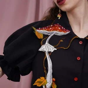 100-108cm Bust Spring Summer Original Design Women Vintage All-match Mushroom Embroidered Collar White Shirts/Blouses - AliExpress Shirts & Blouses
