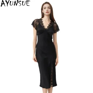AYUNSUE 100% Natural Mulberry Silk Night Dress for Women 2026 Summer Dress 19MM Silk Pajama Women's Home Clothes Vestidos Mujer - AliExpress Women's Sleep & Lounge