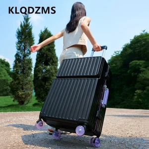 KLQDZMS Travel Luggage Front Opening Laptop Trolley Case Aluminum Frame Boarding Case 20"24"26"28 Inch Women's Cabin Suitcase - AliExpress Luggage