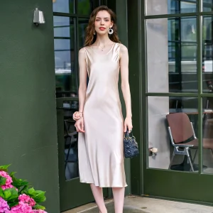 19 Momme Heavyweight 100% Mulberry Silk Tank Top Long Dress Women's Summer Satin Nightgown Versatile Outerwear Maxi Vest Dress - AliExpress Women's Sleep & Lounge