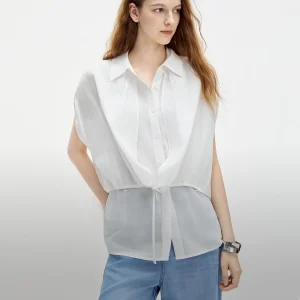 ELLE Summer 2026 Commute Style Loose Casual Women's Shirt Patchwork Design Breathable Rayon Linen Blend Thin Regular Length - AliExpress Shirts & Blouses