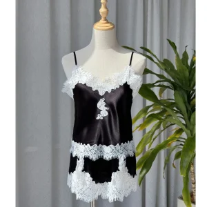 19MM 100% Mulberry Silk Women Pajama Set Satin Lace Trim Cami Top & Shorts Set French Sexy Lingerie Luxury Summer Sleepwear 2PCS - AliExpress Women's Sleep & Lounge