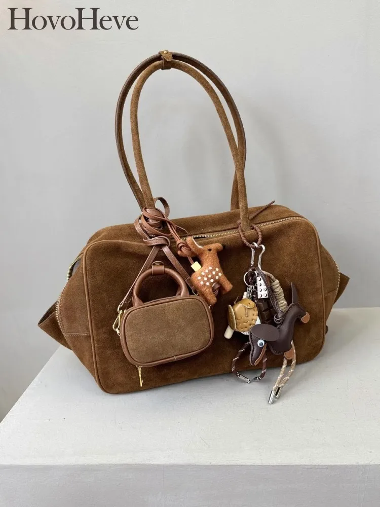 Autumn Winter Retro Suede Cowskin Tote Handbag Women Large Capacity Genuine Leather Armpit Bags Office Lady Single Shoulder Bag - AliExpress Women's Handbags