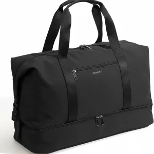 Weekender Bags for Women - 21 Inch Large Travel Duffel with Shoe Compartment, Heavy-Duty Nylon Carry On Tote Black - AliExpress Travel Bags
