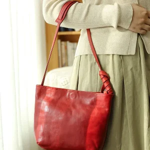 Designer handmade vegetable tanned cowhide women's shoulder bag minimalist vintage luxury genuine leather ladies crossbody bag - AliExpress Women's Handbags