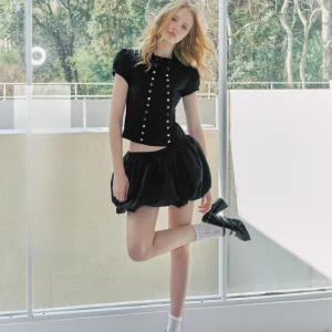 Deleteex Original adow Series ell Double Button Bubble Sve Waist in irt ort Sve round Ne Ci adow Series - AliExpress Shirts & Blouses