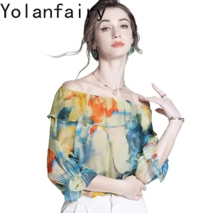 YOLANFAIRY New 100% Real Mulberry Silk Blouse Woman Elegant Summer 2026 Fashion Floral Tops Women Shirt Casual Blouses Chemises - AliExpress Shirts & Blouses
