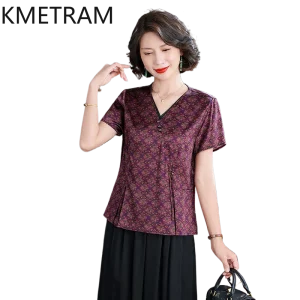KMETRAM 90% Mulberry Silk Women Shirt 2026 Summer New Elegant Slimming V-neck Short-sleeved Shirt Woman Clothes Blusa Feminina - AliExpress Shirts & Blouses