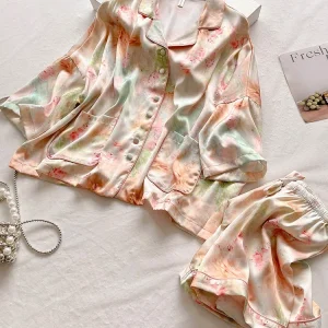 New Pink High Quality Silk Pajamas, Short Sleeves, Shorts, Pants, Home Clothes Set - AliExpress Women's Sleep & Lounge