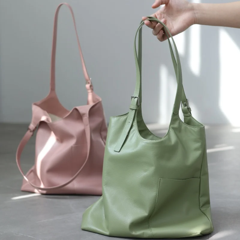 Women Luxury Genuine Leather Soft Tote Large Capacity Shoulder Bags Simple Design And Light Weight - AliExpress Women's Handbags
