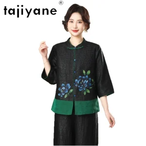 TAJIYANE 100% Real Mulberry Silk Blouse for Women New Chinese Style Shirts Xiangyun Sha Spring Ladies Tops 2026 Woman Clothes 셔츠 - AliExpress Shirts & Blouses
