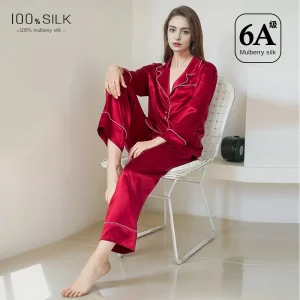 Women's 100% Mulberry Silk Pajama Set - All-Season Luxury Satin Sleepwear with Elegant Rhinestone Trim Soft And Breathable Loung - AliExpress Women's Sleep & Lounge