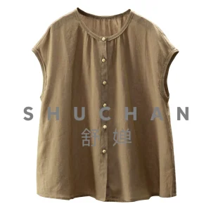 Summer Thin Shirt Plain Color Is Also Expensive! Ark-dyed Ramie Loose-sleeved Shirt Women's 63L9 - AliExpress Shirts & Blouses