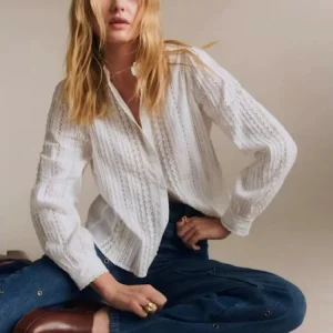 Retro Embroidered Lace Hollow out Long Sleeve Stand Collar Shirt Women's Country Style Floral Trim Casual Straight Cut Shirt - AliExpress Shirts & Blouses
