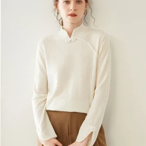 Woman Clothing 100%Cashmere Sweater Soft Warm Autumn Winter Retro Chinese Style Pullover Knitwear Grace  Solid Color Female Tops - AliExpress Sweaters&Jumpers