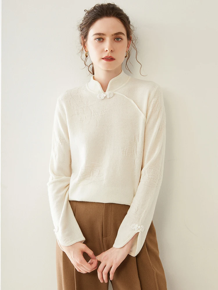 Woman Clothing 100%Cashmere Sweater Soft Warm Autumn Winter Retro Chinese Style Pullover Knitwear Grace Solid Color Female Tops - AliExpress Sweaters&Jumpers