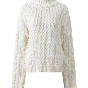 Autumn Winter High Ne Knitted Sweater Loose Faionable Tassel Design Linen Pattern Long Sve Warm Commute Sle Sweater - AliExpress Sweaters&Jumpers