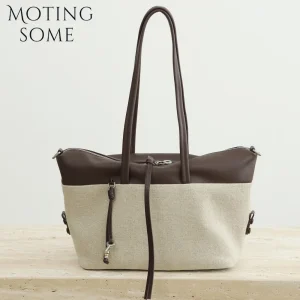 MOTINGSOME Summer Bag Woman Casual Tote Large Capacity Linen Patcwork Cowhide Luxury Designer Bags Crossbody Shopper Totes 2026 - AliExpress Women's Handbags