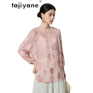 TAJIYANE Women's Blouses and Shirts 100% Mulberry Silk Shirt Round Neck Blouse Women Summer Tops for Women Clothing 2026 블라우스 - AliExpress Shirts & Blouses