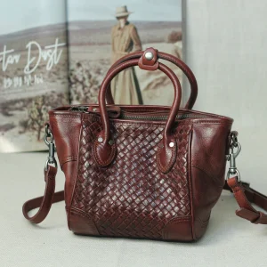 fashion vintage designer handmade genuine leather women's handbag weekend party luxury real cow leather weaving shoulder bag - AliExpress Women's Handbags